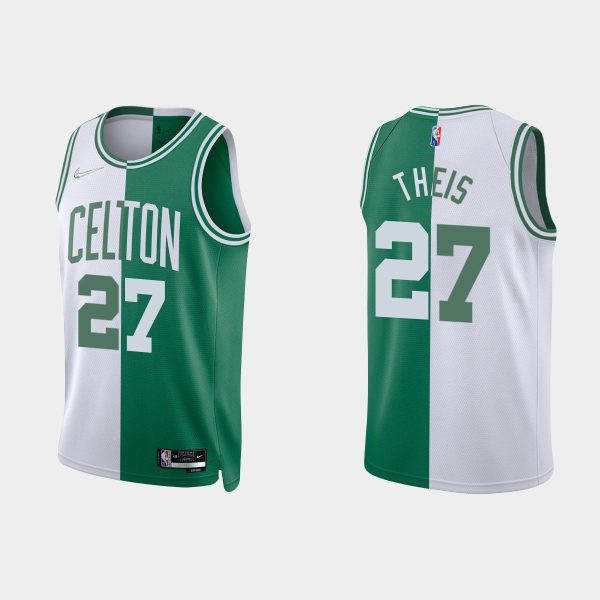 Men Boston Celtics #27 Daniel Theis Split Edition NBA 75th Kelly Green White Jersey