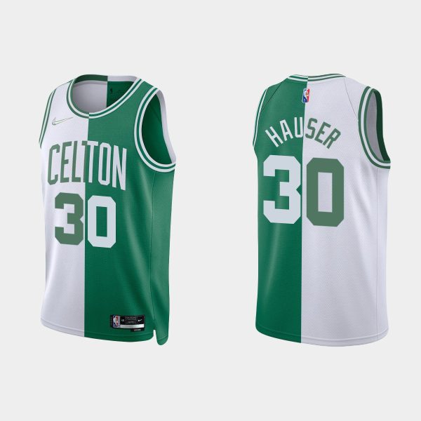 Men Boston Celtics #30 Sam Hauser Split Edition NBA 75th Kelly Green White Jersey