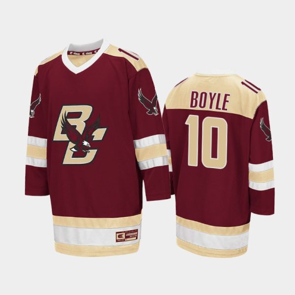 Men Boston College Eagles Brian Boyle #10 College Hockey Maroon Away Jersey 2021-22