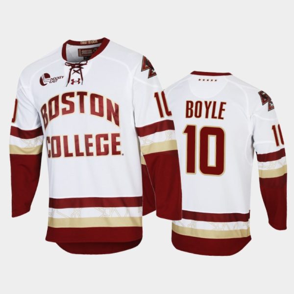 Men Boston College Eagles Brian Boyle #10 College Hockey White Replica Jersey