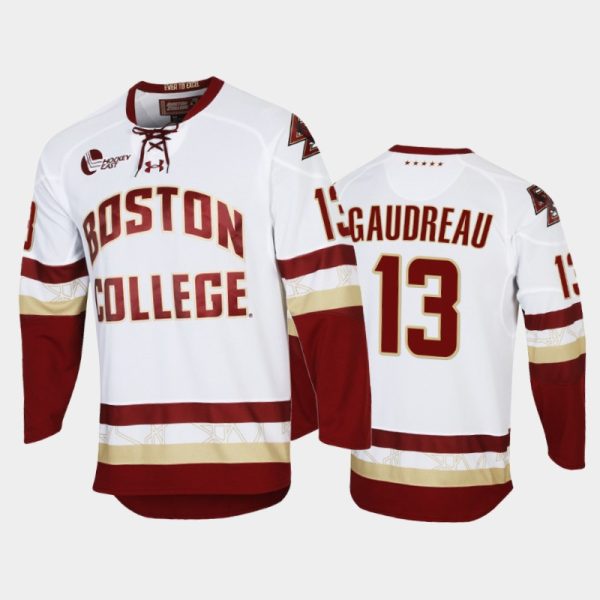 Men Boston College Eagles Johnny Gaudreau #13 College Hockey White Replica Jersey