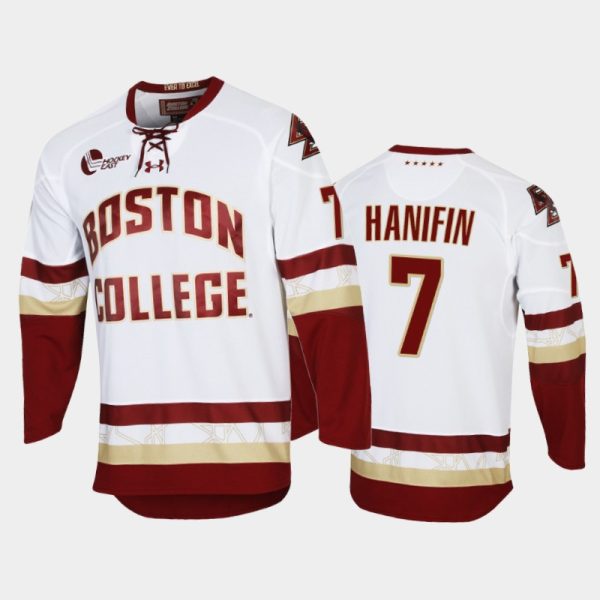 Men Boston College Eagles Noah Hanifin #7 College Hockey White Replica Jersey