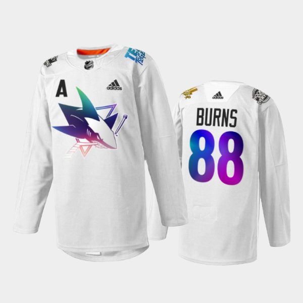 Men Brent Burns San Jose Sharks Pride Night 2022 Jersey White #88 HockeyIsForEveryone