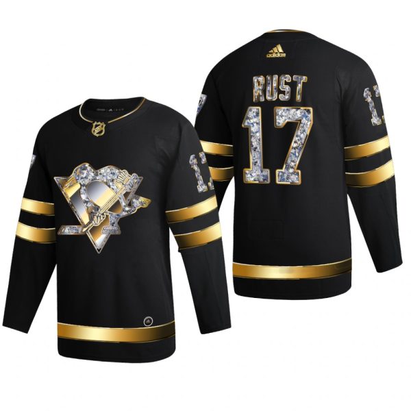 Men Bryan Rust #17 Pittsburgh Penguins 2022 Stanley Cup Playoffs Black Diamond Edition Jersey