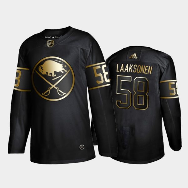 Men Buffalo Sabres Oskari Laaksonen #58 Golden Edition Black Jersey