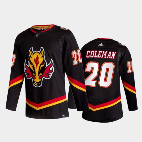 Men Calgary Flames Blake Coleman #20 2021 Reverse Retro Black Special Edition Jersey