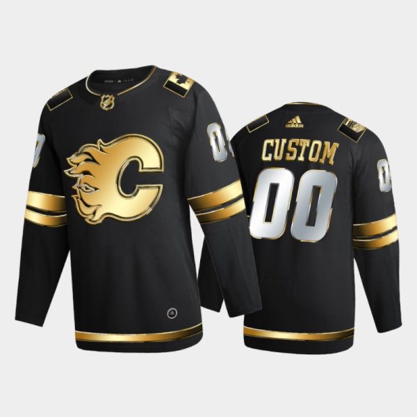 Men Calgary Flames Custom #00 2020-21 Golden Black Limited Edition Jersey