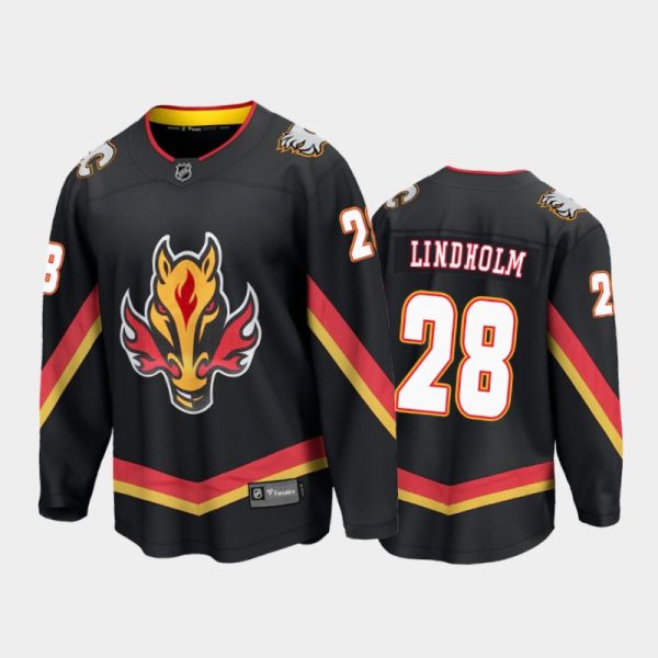 Men Calgary Flames Elias Lindholm #28 Special Edition Black 2021 Breakaway Jersey