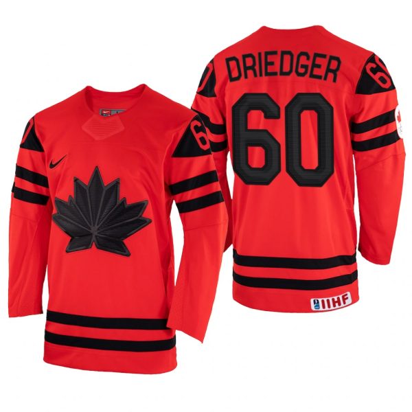 Men Canada Hockey Chris Driedger 2022 IIHF World Championship Red #60 Jersey Away