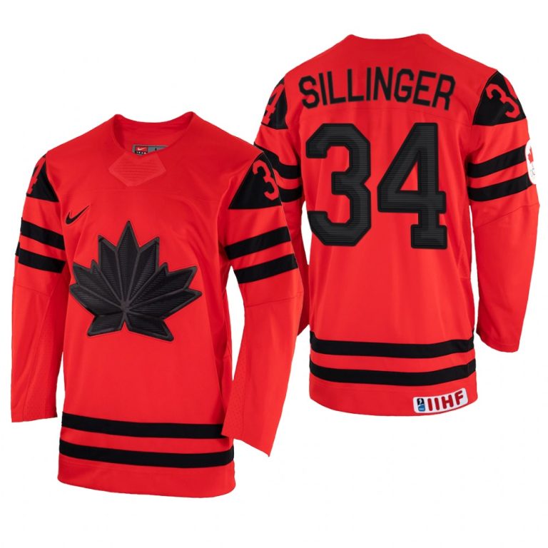 Men Canada Hockey Cole Sillinger 2022 IIHF World Championship Red #34 Jersey Away