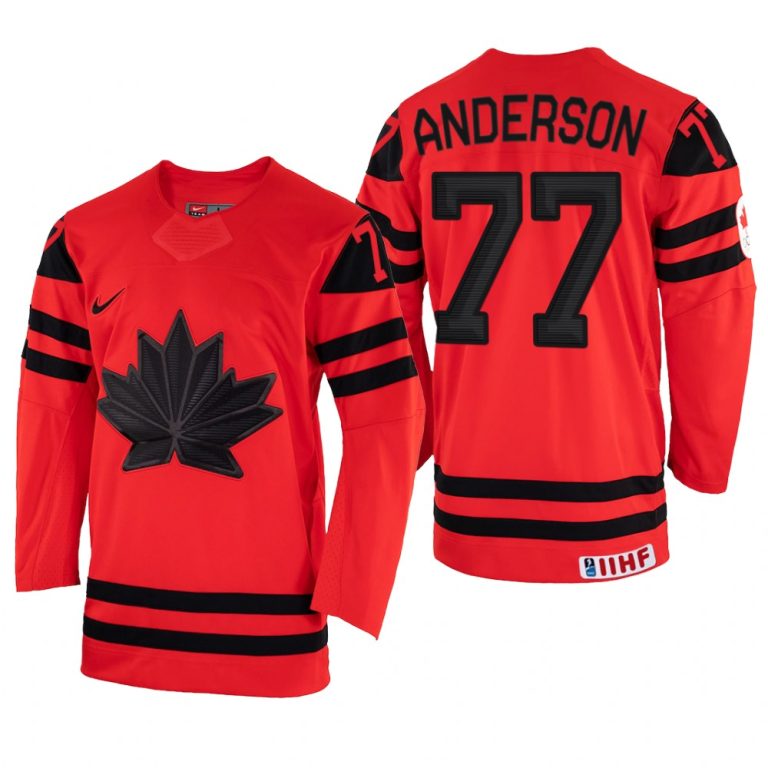 Men Canada Hockey Josh Anderson 2022 IIHF World Championship Red #77 Jersey Away