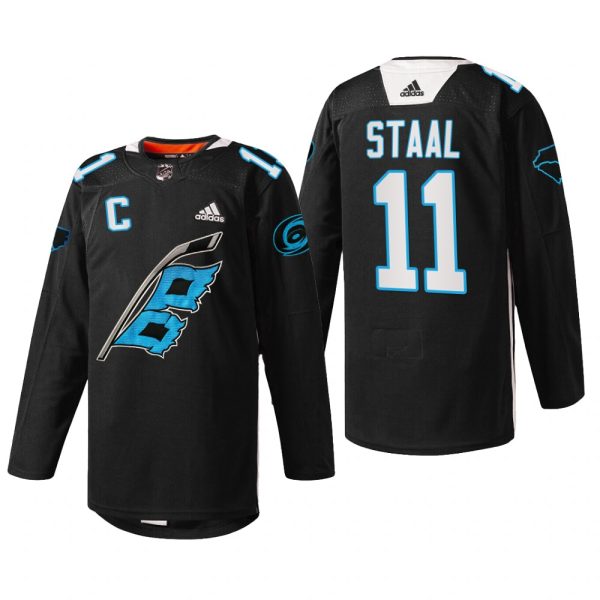 Men Carolina Hurricanes Jordan Staal #11 Panthers Night Jersey Black Warm-up sweater