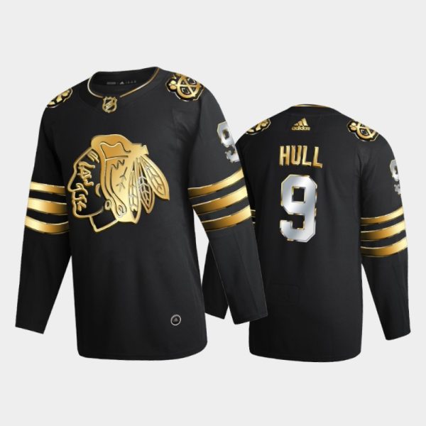Men Chicago Blackhawks Bobby Hull #9 2020-21 Retired Golden Black Limited Edition Jersey