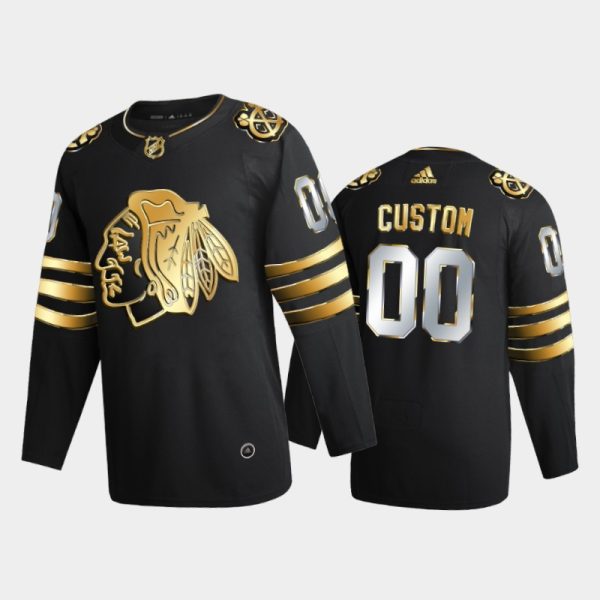 Men Chicago Blackhawks Custom #00 2020-21 Golden Black Limited Edition Jersey