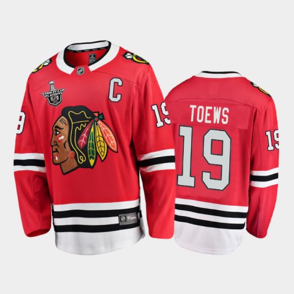 Men Chicago Blackhawks Jonathan Toews #19 2020 Stanley Cup Playoffs Red Home Jersey