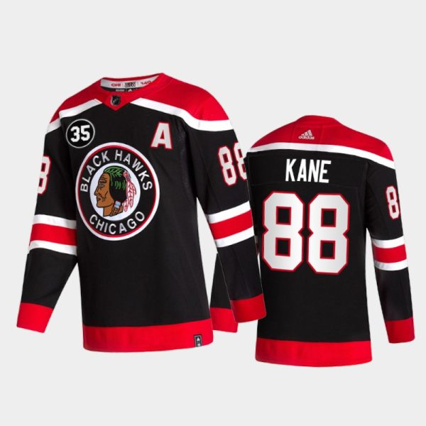 Men Chicago Blackhawks Patrick Kane #88 35 Patch Honor Tony Esposito Black Retro Jersey