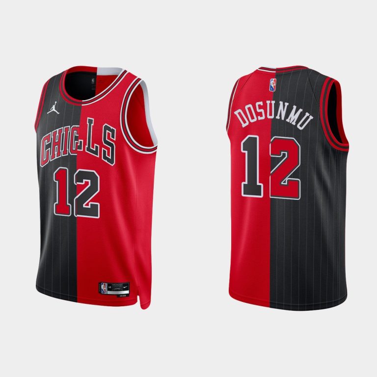 Men Chicago Bulls 2021-22 NBA 75th #12 Ayo Dosunmu Split Edition Red Black Jersey