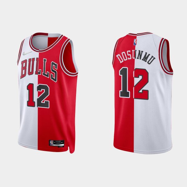 Men Chicago Bulls 2021-22 NBA 75th #12 Ayo Dosunmu Split Edition Red White Jersey