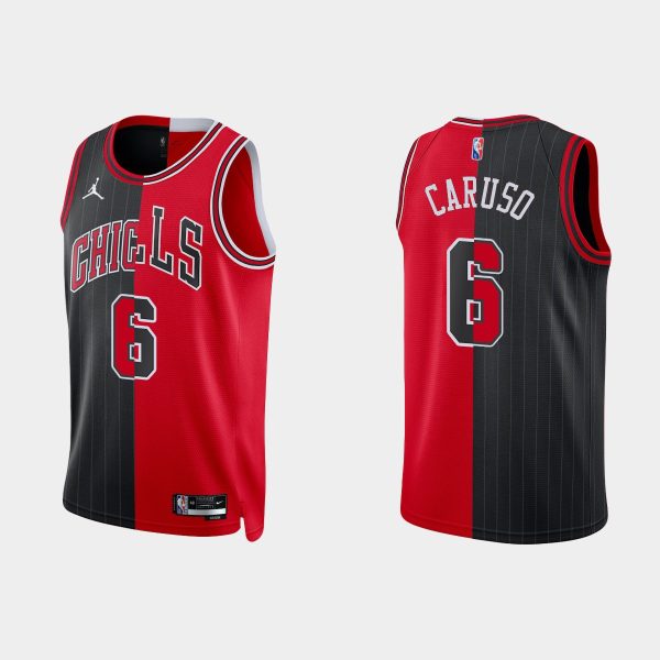 Men Chicago Bulls 2021-22 NBA 75th #6 Alex Caruso Split Edition Red Black Jersey