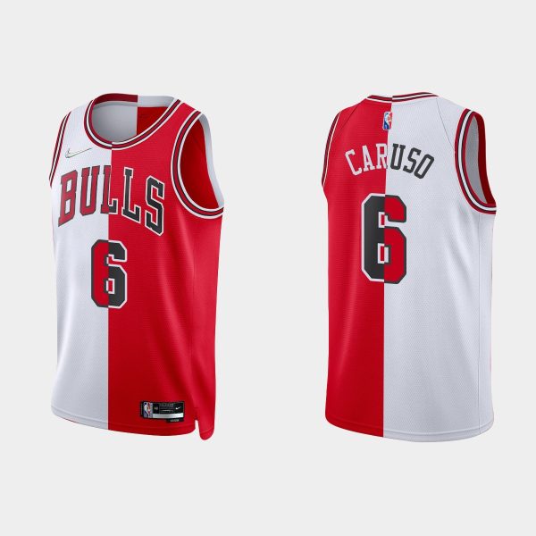 Men Chicago Bulls 2021-22 NBA 75th #6 Alex Caruso Split Edition Red White Jersey