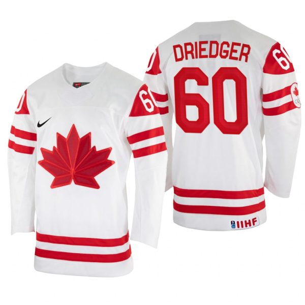 Men Chris Driedger Canada Hockey White Home Jersey 2022 IIHF World Championship