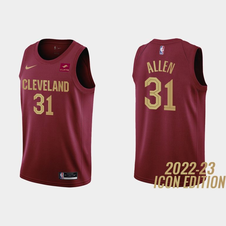 Men Cleveland Cavaliers #31 Jarrett Allen 2022-23 Icon Edition Wine Jersey