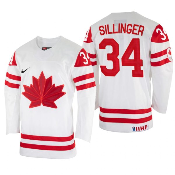 Men Cole Sillinger Canada Hockey White Home Jersey 2022 IIHF World Championship