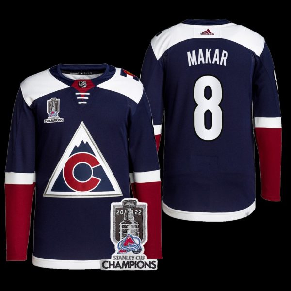 Men Colorado Avalanche 2022 Stanley Cup Champions Cale Makar Navy #8 Alternate Jersey