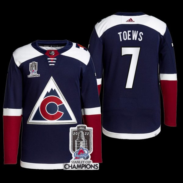 Men Colorado Avalanche 2022 Stanley Cup Champions Devon Toews Navy #7 Alternate Jersey