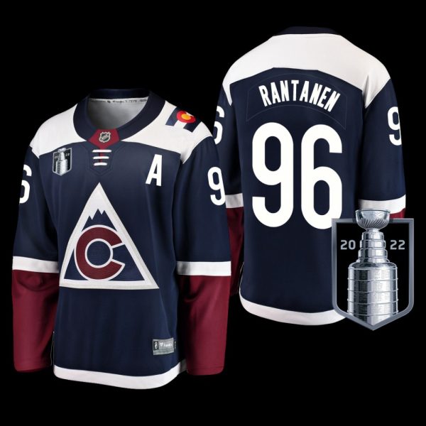 Men Colorado Avalanche #96 Mikko Rantanen Navy 2022 Stanley Cup Finals Alternate Jersey