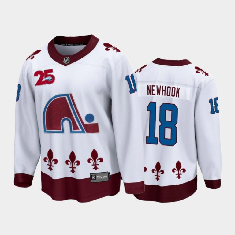 Men Colorado Avalanche Alex Newhook #18 Reverse Retro White 2021 Jersey