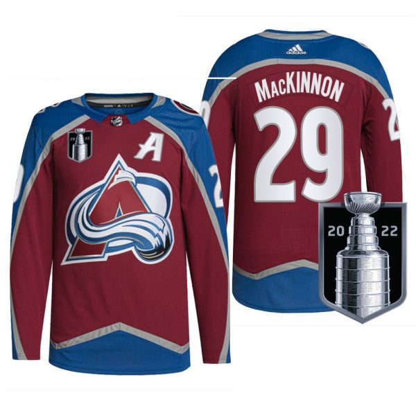 Men Colorado Avalanche Nathan MacKinnon 2022 Stanley Cup Playoffs Jersey Burgundy Pro Uniform