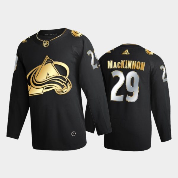 Men Colorado Avalanche Nathan Mackinnon #29 2020-21 2021 Golden Edition Black Limited Jersey