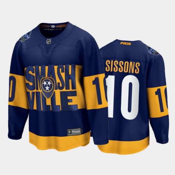 Men Colton Sissons Nashville Predators 2022 Stadium Series Navy Jersey