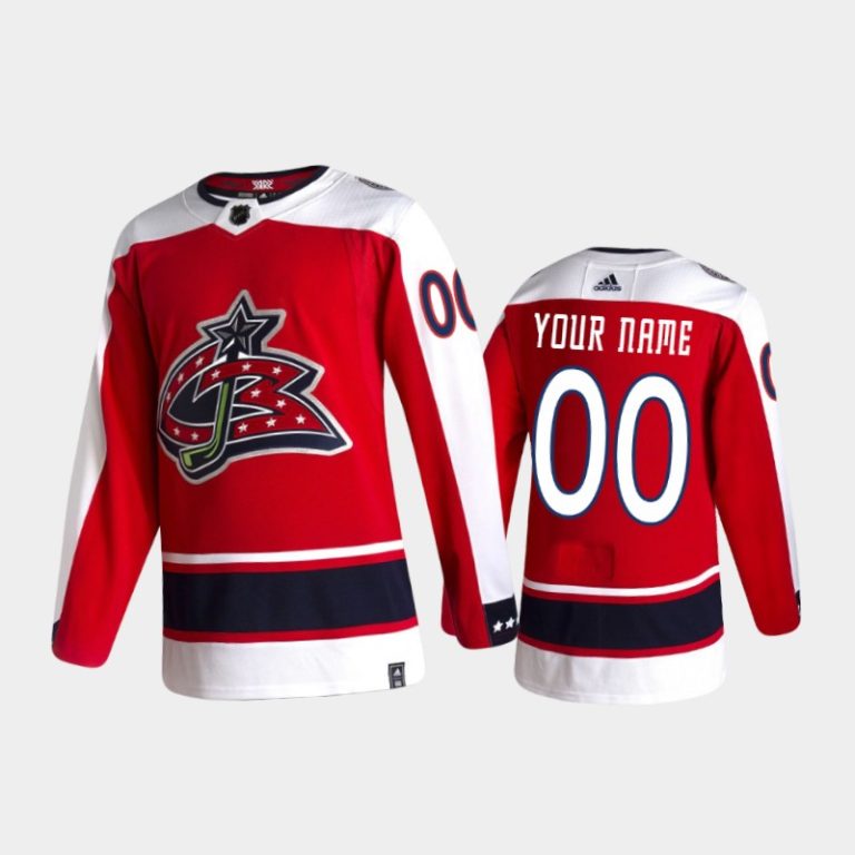 Men Columbus Blue Jackets Custom #00 Reverse Retro 2020-21 Red Jersey