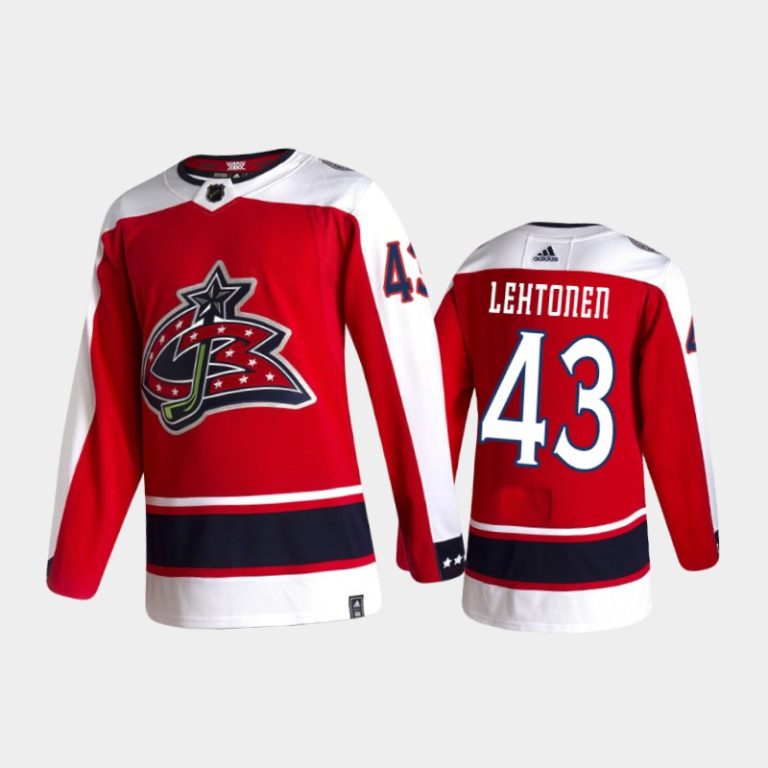 Men Columbus Blue Jackets Mikko Lehtonen #43 Reverse Retro 2021 Red Jersey