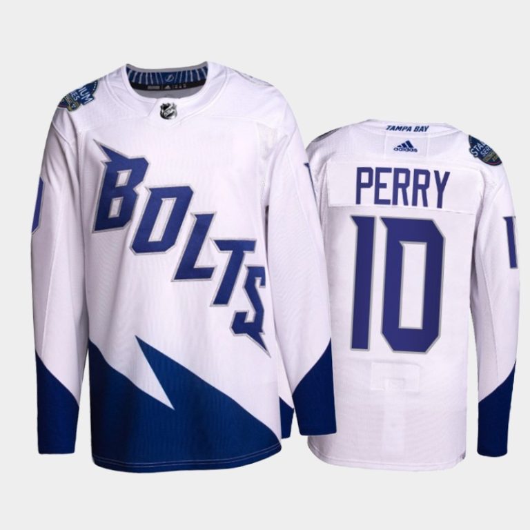 Men Corey Perry Lightning 2022 Stadium Series Jersey #10 Primegreen White Uniform