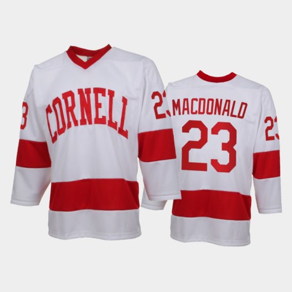 Men Cornell Big Red Jacob MacDonald #23 College Hockey White Replica Jersey