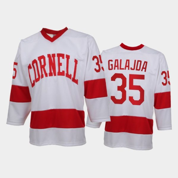 Men Cornell Big Red Matthew Galajda #35 College Hockey White Replica Jersey