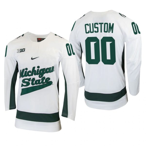 Men Custom #00 Michigan State Spartans 2022 College Hockey White Jersey