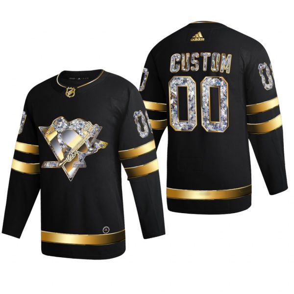 Men Custom #00 Pittsburgh Penguins 2022 Stanley Cup Playoffs Black Diamond Edition Jersey