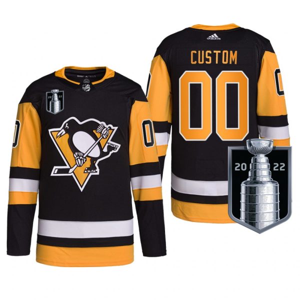 Men Custom #00 Pittsburgh Penguins 2022 Stanley Cup Playoffs Black Pro Jersey