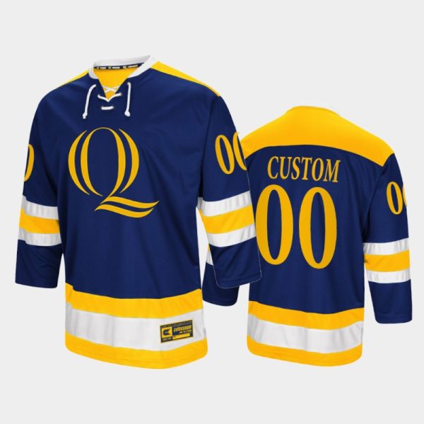 Men Custom #00 Quinnipiac Bobcats 2022 College Hockey Navy Jersey