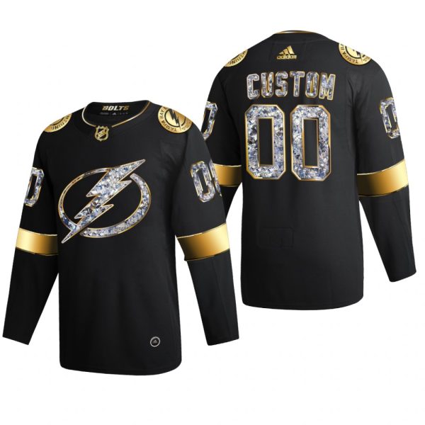 Men Custom #00 Tampa Bay Lightning 2022 Stanley Cup Playoffs Black Diamond Edition Jersey