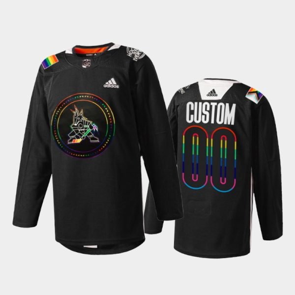 Men Custom Arizona Coyotes Pride Night 2022 Jersey Black #00 HockeyIsForEveryone