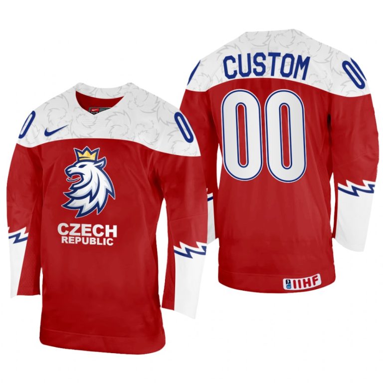 Men Custom Czechia Hockey Red Away Jersey 2022 IIHF World Championship
