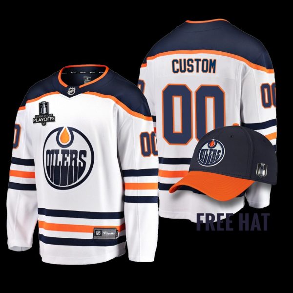 Men Custom Edmonton Oilers 2022 Pacific Conference Champions White Away Jersey