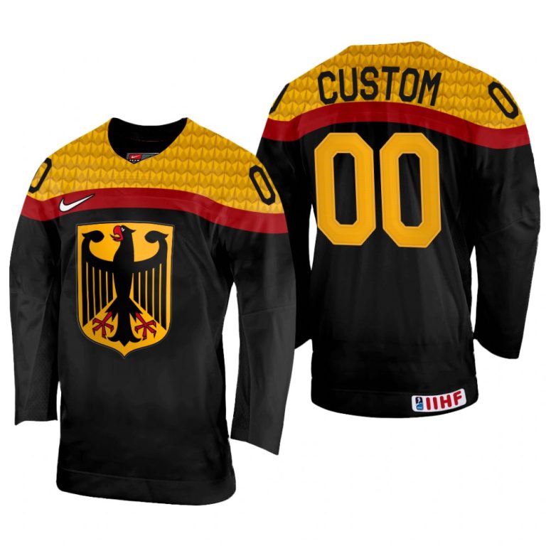 Men Custom Germany Hockey Black Away Jersey 2022 IIHF World Championship