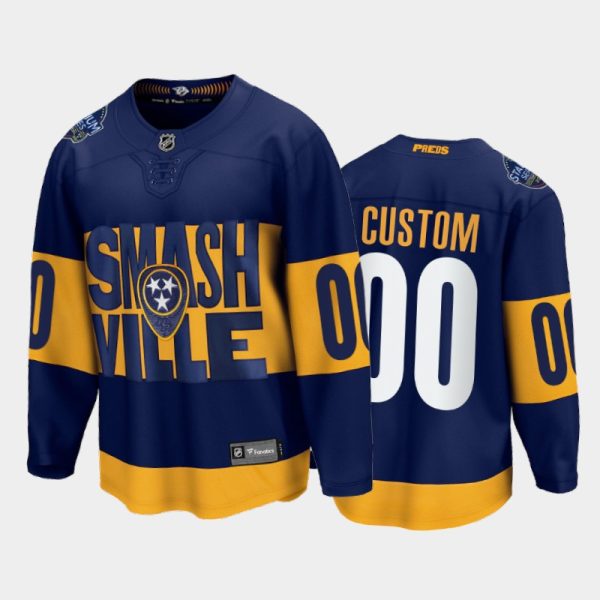 Men Custom Nashville Predators 2022 Stadium Series Navy Jersey