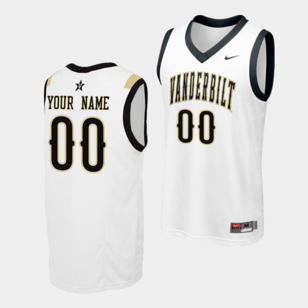 Men Custom Vanderbilt Commodores #00 White Replica College Basketball Jersey